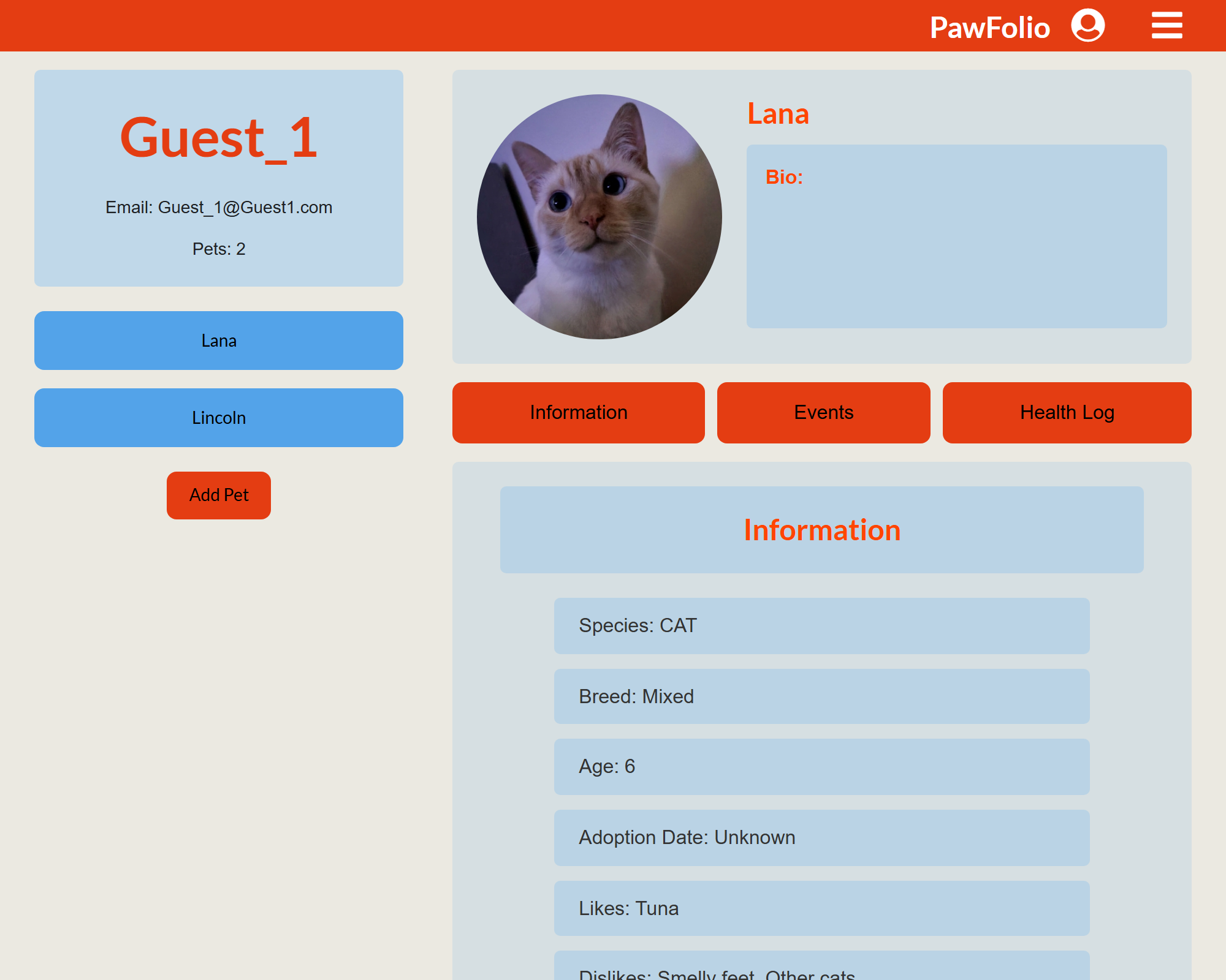Pawfolio project screenshot